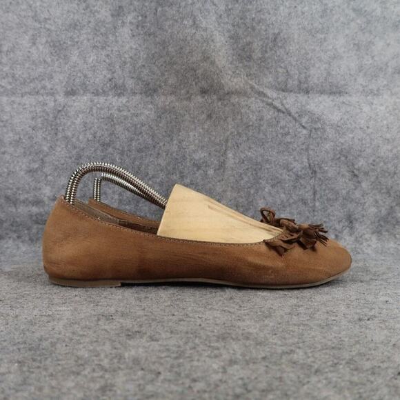 Mudd Shoes Womens 8 Ballet Flats Fashion Slip On Fringe Bow Brown Casual Classic - Picture 2 of 13